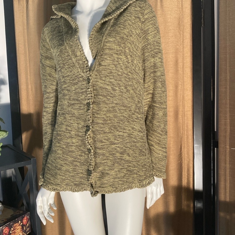 CJ Banks Green Button Up Cardigan Sweater